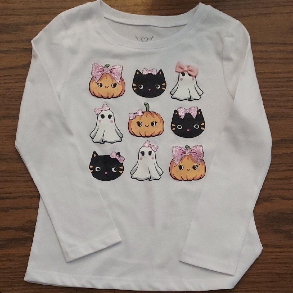 Kids Halloween Themed Long Sleeve Shirt - White (Brand New) NWOT